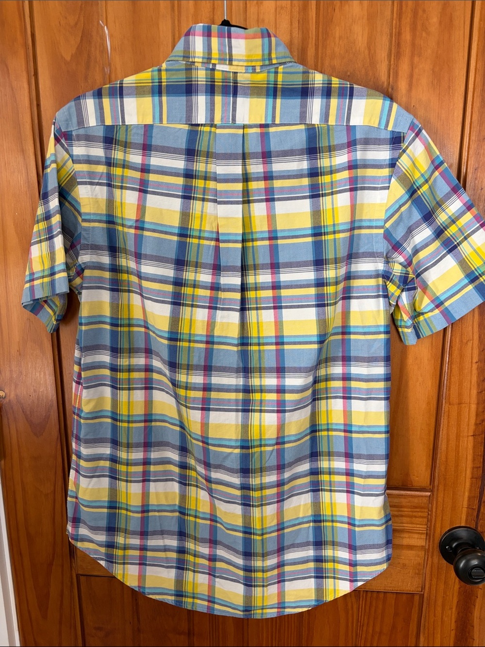 Ralph Lauren Yellow, Blue White Plaid Short-Sleeve Button-Down Shirt small - Picture 2 of 6